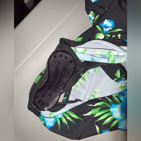 A.C.T swimsuit tropical blue floral print swim dress - Picture 4 of 6